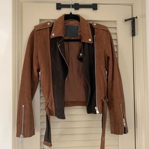 All Saints Suede Belfern Jacket in two-tone brown